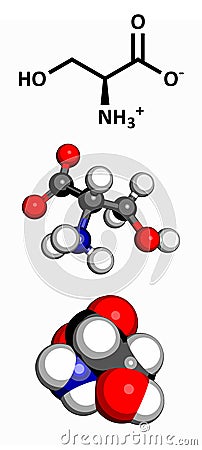 Serine (Ser, S) amino acid, molecular model Stock Photo