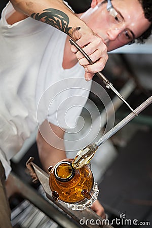 Serious Artist Working with Glass Stock Photo