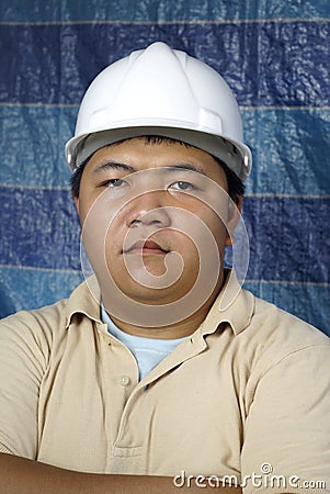 Serious asian engineer portrait Stock Photo