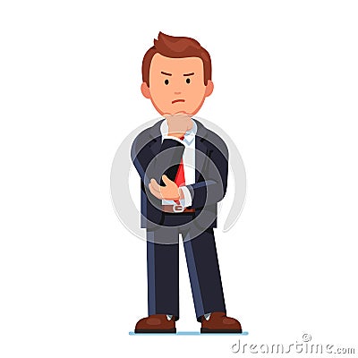 Serious business man standing with angry face Vector Illustration