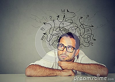 Business man thinking contemplating a solution Stock Photo