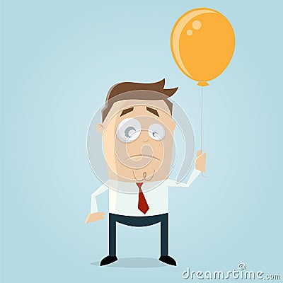 Serious businessman holding a balloon Vector Illustration