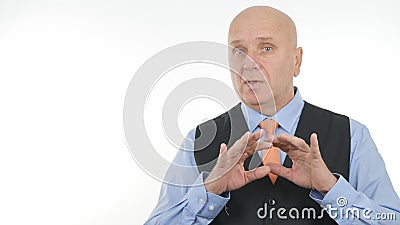 Serious Businessman Portrait Speaking and Gesturing Confident Stock Photo