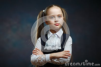 Serious Calm Girl Ponytail Hairstyle Portrait Stock Photo