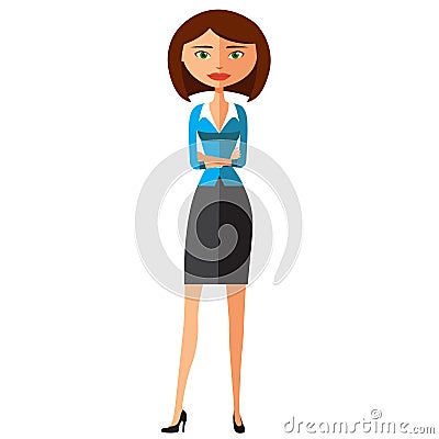 Serious cute business woman. Focused business woman. Vector. Vector Illustration