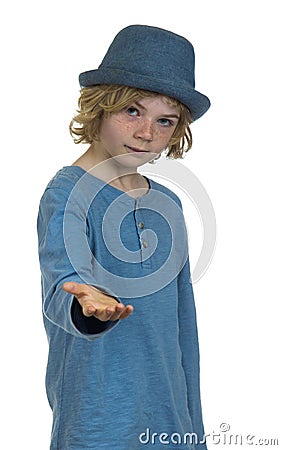 Serious demanding boy child Stock Photo