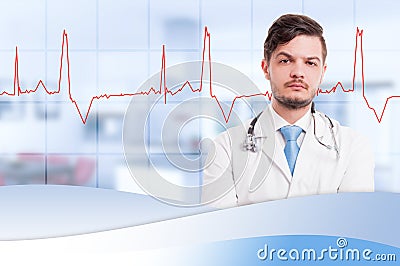 Serious doctor with arms crossed Stock Photo