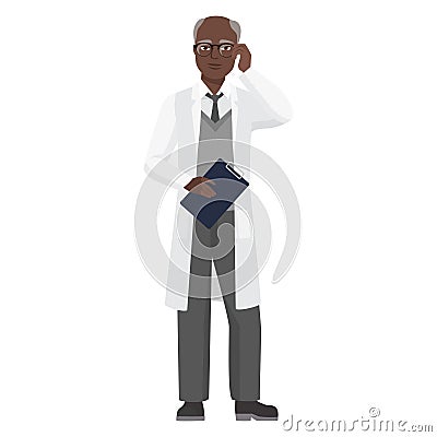 Serious doctor man with analysis clipboard Vector Illustration
