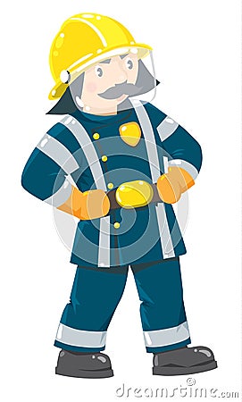 Serious firefighter or fireman in uniform Stock Photo