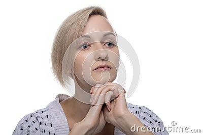 Serious gentle blond woman Stock Photo