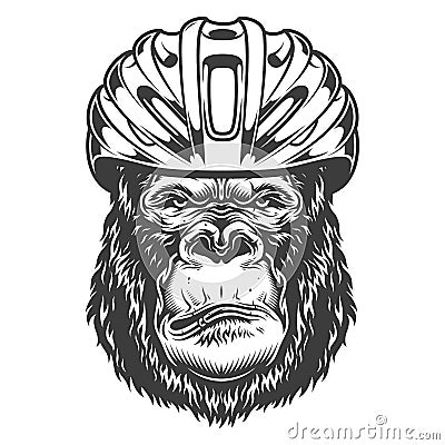 Serious gorilla in monochrome style Vector Illustration