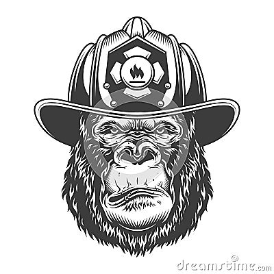 Serious gorilla in monochrome style Vector Illustration