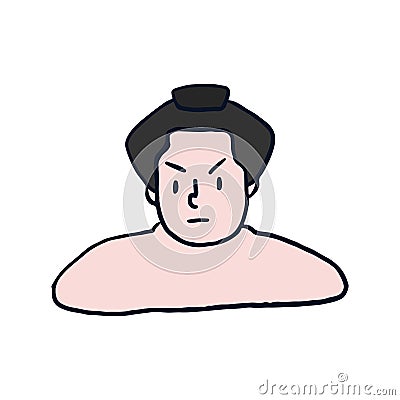 Serious Japanese sumo wrestler Illustration Vector Illustration