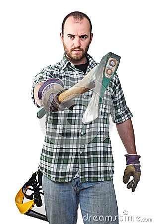 Serious lumberjack Stock Photo