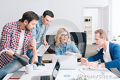 Serious nice people looking for new ideas Stock Photo