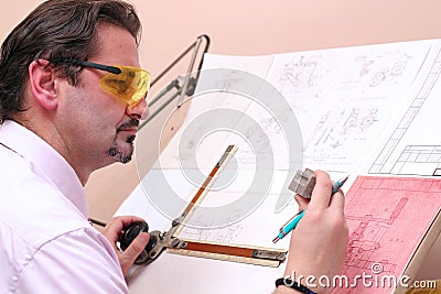 Serious Office Worker - Engineer Stock Photo