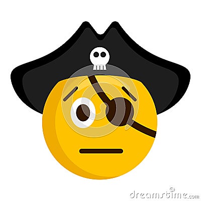 Serious pirate emoji with a hat Vector Illustration