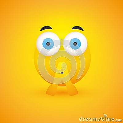 Serious, Pondering, Thoughtful Emoji with Praying Hands - Emoticon with Open Eyes on Yellow Background - Vector Design Vector Illustration