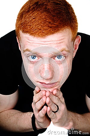 Serious redhead boy Stock Photo