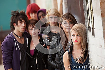 Serious Teen Punk Gang Stock Photo