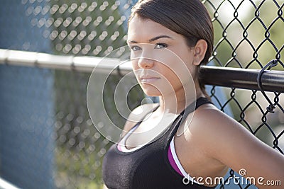 Serious young athletic woman Stock Photo