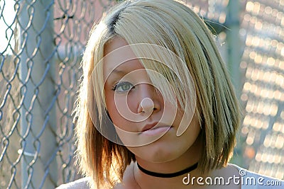 Serious Young Blond Woman Stock Photo