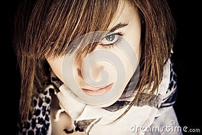 Serious young woman Stock Photo