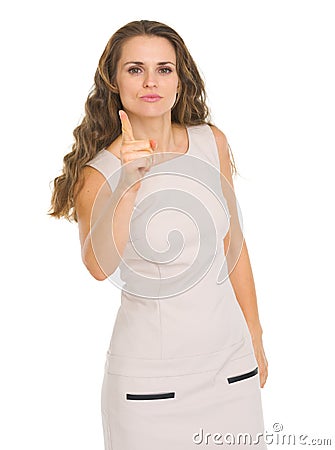 Serious young woman threatening with finger Stock Photo