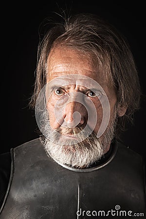 Serius old bearded warrior Stock Photo