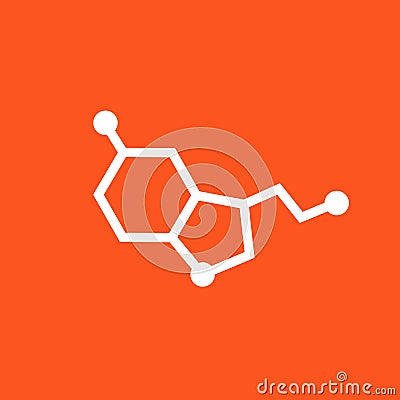 Serotonin molecule icon, hormone of good mood Vector Illustration