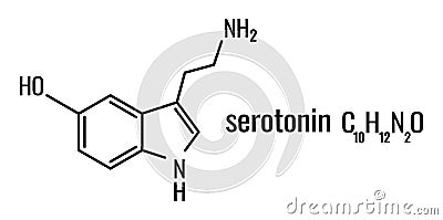 Serotonin molecule, chemical formula Vector Illustration