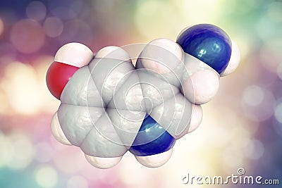 Serotonin molecule, monoamine neurotransmitter, primarily found in the gastrointestinal tract, the central nervous Cartoon Illustration