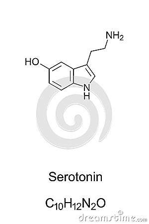 Serotonin molecule, skeletal formula Vector Illustration