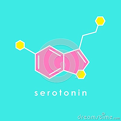 Serotonin molecule structure, chemical formula Vector Illustration