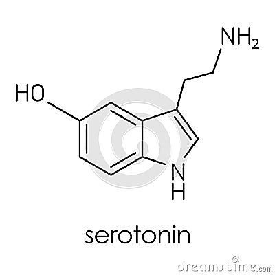 Serotonin molecule, vector chemical formula Vector Illustration