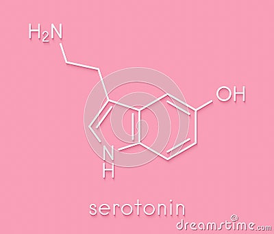 Serotonin neurotransmitter molecule. Skeletal formula. Stock Photo
