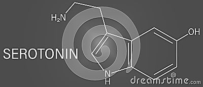 Serotonin neurotransmitter molecule. Skeletal formula. Chemical structure Vector Illustration