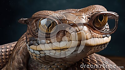 Serpent Chic: The Snazzy Snake with Glasses Stock Photo