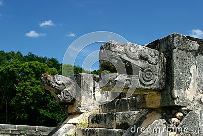Serpent Statue in Chichen Itza Stock Photo