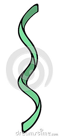 Serpentine. Nice decoration for the holidays. Decorative green ribbon rolled into a spiral Vector Illustration