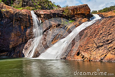 Serpentine Falls is one of Perthâ€™s best waterfalls and is stunning, with ancient landforms, woodlands, and the Serpentine River Stock Photo