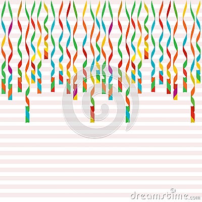 Serpentine isolated on background. Colorful ribbons. Vector Illustration. Falling swirl decoration for party, birthday celebrate, Vector Illustration