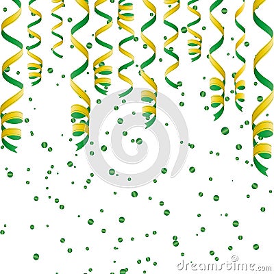 Serpentine ribbons, isolated on background. Streamers confetti . Vector Illustration of green decoration. Falling light decoration Vector Illustration