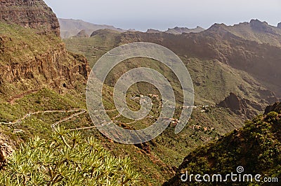 serpentine road in the mountains of Tenerife, Spain Stock Photo