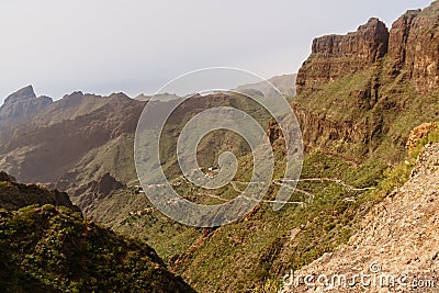 Serpentine road in the mountains of Tenerife, Spain Stock Photo