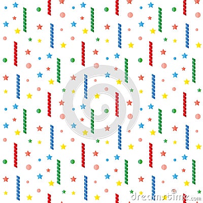 Serpentine, tinsel, sequins, confetti. Pattern. Cartoon Illustration