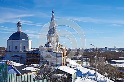 Serpukhov, Russia - February, 2019: Trinity cathedral in winter day Editorial Stock Photo