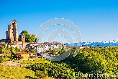 Serralunga d`Alba castle, Piedmont Italy Stock Photo