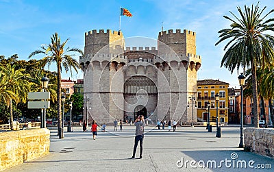 Serranos Towers in Valencia, Spain Editorial Stock Photo