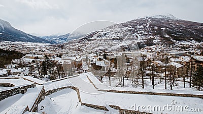 Serre Chevalier Briancon winter landscape with snow Stock Photo